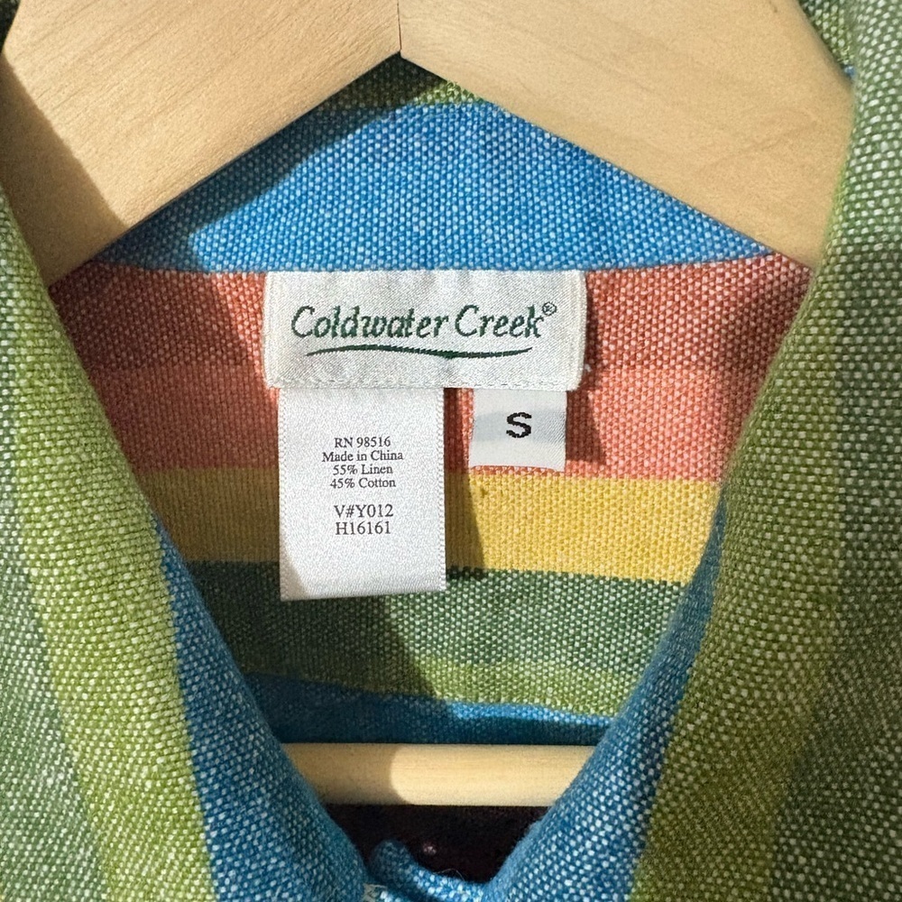 Coldwater Creek Rainbow Striped Linen Blend Shirt Jacket Small - Picture 3 of 6